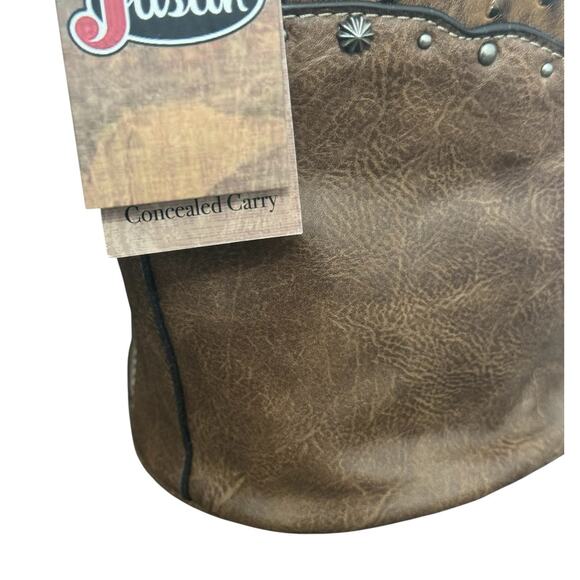 NWT! Justin Brown Western Concealed Carry Crossbody Shoulder Bucket Bag - Picture 8 of 9